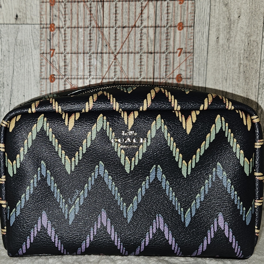 Coach Black Multicolor Chevron Wristlet